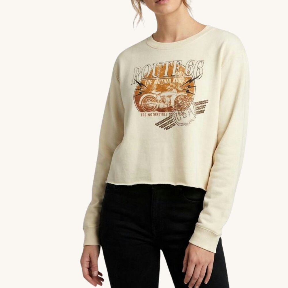 Altar'd State route 66 rhinestone graphic knit top womens s nwt